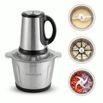 InstaCuppa Electric Chopper for Kitchen Use with 3 Attachments, 2 Litre Stainless Steel Meat Mincer, 300W Vegetable Cutter Machine with Garlic Peeler and Egg Whisker, Carrot Grater for Busy Moms