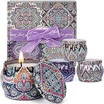 Scented Candles Gift Set Chandelles Parfumées with 4 Fragrances for Stress Relief Aromatherapy Soy Wax Candles Gifts for Her, Yoga Gift for Birthday, Mother's Day