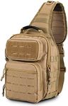 WINCENT Tactical Sling Bag Pack Military Rover Shoulder Sling Backpack Molle Assault Range Bag EDC Diaper Bag Day Pack, Tan