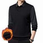 BAWUTZ Leisure Fashion Business Polo Shirt, Men's Polo Shirt Long Sleeve, Comfortable Polo with Casual Collar, Fake Two-Piece Polo Shirt for Men, Long Sleeve Long Sleeve Shirt Men (Schwarz,M)