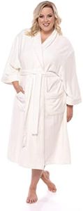 Women's Luxury Terry Cloth Bathrobe - Bamboo Viscose Robe by Texere, Natural White, XX-Large-3X-Large