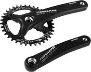 splumzer【UK STOCK Road Bike Crank, Mountain Bike 170mm Square Crankset with 104 BCD 32/34/36/38T Chainring, Aluminum Alloy MTB Crank Narrow Wide CNC Round Chainring Bolts(Black, 38T Round)