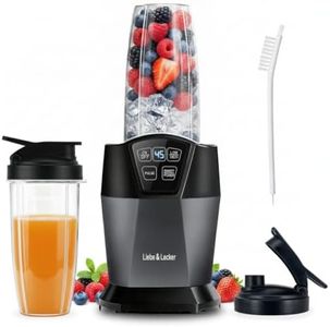 Liebe&Lecker Smoothie Blender, 1200 Peak Watts Blender for Smoothies, Blenders with (2) 28-oz To-Go Cups & Solid Lid, Personal Blenders for Shakes and Smoothies, Ice Crushing & Frozen Fruit