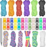 Wandefol 12 Pieces 10 Foot Paracord Cord 550 Paracord Ropes, Paracord Bracelet Paracord Bands Set with 24 Paracord Buckle for DIY Bracelets, Key Rings, Dog Leads, Canvas, Tent Rope