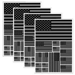 American Flag Sticker, 4 Pack Black American US Flag Stickers Decals for Car Helmet in Various Multiple Sizes, Waterproof Vinyl Materials for Car Bumper, Laptop, Skateboard, Tumblers etc.