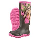 HISEA Women's Rain Boots, Waterproof Insulated Rubber Neoprene Boots, Durable Anti-Slip Knee High Outdoor Work Boot for Hunting Gardening Farming Yard Mud Working, Size 8 Pink Camo