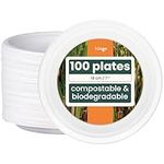 HAAGO - 100 Eco-Friendly Biodegradable Sugarcane Paper Dessert Plates - 18cm