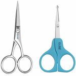 GUBB Stainless Steel Grooming Scissor and Safety Scissor Set for Precise Eyebrow and Small Hair Removal - Ideal for Men and Women