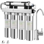 FACHIOO Under Sink Water Filter System with Brushed Nickel Faucet, NSF/ANSI 53&42 Certified to Remove Lead, Chlorine, Odor & Bad Taste - 0.1 Micron, Quick Change, USA Tech Support