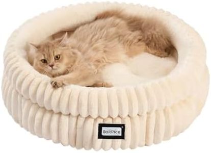 BALANCE Cat Bed Kitten Bed, Washable Round Cat Beds for Indoor Cats,Super Soft Plush Faux Fur Pet Bed for Puppy and Kitten with Anti-Slip Bottom