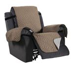 H.Versailtex Waterproof Recliner Chair Covers for Armchairs Recliner Covers Reclining Chair Covers Protect from Pets/Dogs, Soft Quilted and Non Slip Strap (Reversible Taupe/Beige)