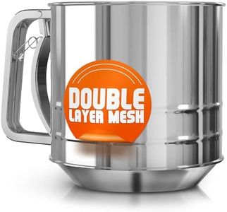 Powder Sugar Sifter for Baking Small - 5 Cup Flour Sifter Stainless Steel Sifter Fine Mesh Flour Sifter Sieve - Powdered Sugar Sifter for Baking Sifter Strainer Large Flour Sifter for Baking Fine Mesh