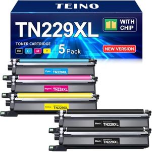 TEINO Compatible TN229XL Toner Cartridges Replacement for Brother TN229XL TN229 TN 229XL TN-229XL to use with MFC-L3720CDW MFC-L3780CDW HL-L3220CDW HL-L3280CDW Printer (5 Pack)
