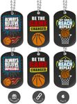 (6-Pack) Basketball Motivational Dog Tag Necklaces - Basketball Gifts in Bulk for Basketball Team Accessories - Basketball Party Favors Sports Prizes Awards for Team and Fans