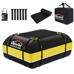 Car Roof Box, 15 Cubic Feet Roof Bag, 1000D Waterproof Heavy Duty Tear-Resistant Fabric, Rooftop Cargo Carrier for All Vehicle with/without Racks, Included Luggage lock, Anti-Slip Mat, 6 Door Hooks.