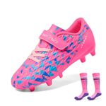 DREAM PAIRS Boys Girls Soccer Cleats Youth Kid Football Shoes,Size 10 Toddler,HOT Pink/Royal Blue,SDSO2307K-ACC-1