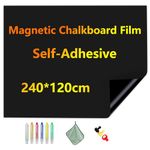 JOMUSAGA Magnetic Chalkboard Paper, 240x120cm Self-Adhesive Blackboard Sheets, Blackboard Film Stick on Wall for School/Home/Office, Include Dry Wipe Pens, Eraser, Magnets