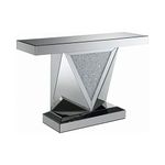 Coaster Home Furnishings Rectangular Triangle Detailing Silver and Clear Mirror Sofa Table