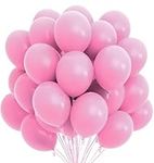 Prextex 75 Pink Party Balloons 12 Inch Pink Balloons with Matching Color Ribbon for Pink Theme Party Decoration, Weddings, Baby Shower, Birthday Parties Supplies or Arch Décor - Helium Quality