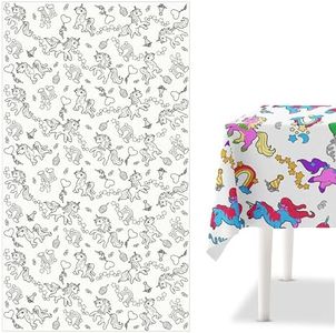 Prestee Unicorn Plastic Tablecloths (2 Pack) - Coloring Tablecloths for Kids, Disposable Table Cloths, Unicorn Birthday Decorations, Unicorn-Themed Party Decor, Unicorn Party Supplies, Table Décor