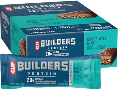 CLIF Builders - Chocolate Mint Flavour - Protein Bars - Non-GMO - 20g Plant Based Protein - No Artificial Sweetners - Flavoured Naturally - 68g. (12 Bars)