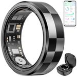 Fitness Tracker for Men Women with Charging Case - 5ATM Waterproof Smart Ring with Activity Sleep Health and Step Monitoring, Fashion Pattern Design Black US8