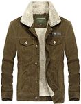 Flygo Men's Casual Slim Fit Jacket Sherpa Fleece Lined Warm Jackets Coat (Coffee, Medium)