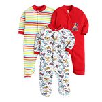 EIO Baby's Cotton All Over Printed Sleep Romper Night Suits Pack Of 3 (AX-FR_Red_0 Months-3 Months)