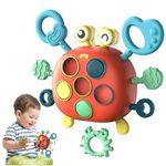 Kidology Crab Baby Pull String Montessori Toys for 6 Months, Sensory Toys for Toddlers,1 2 Year Old Birthday Gifts Pull String Activity Motor Skills for Travel, Multicolor