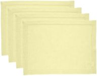 Solino Home Linen Placemats 14 x 19 Inch – 100% Pure Linen Hemstitch Butter Yellow Placemats Set of 4 – Milan, Cloth Fabric Placemats