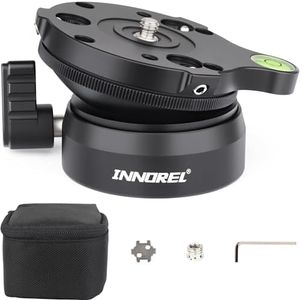 INNOREL Tripod Leveling Base, LB60 Half Ball Leveller with Offset Bubble Level and Bubble Level Bag for Canon, Nikon and Other DSLR Cameras with 1/4" Thread, Tripods and Monopods with 3/8" Screw