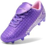 DREAM PAIRS Boys Girls Outdoor Soccer Cleats Football Shoes for Little/Big Kid,Size 6 Big Kid,Light/Purple/Pink,MEGA-2K