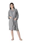 OMAJA HOME PREMIUM DRY TECH TERRY MATERIAL HALF SLEEVE WITH FRONT POCKET, UNISEX BATHROBE Bathing Gown with shawl caller For Women and Men Light Weight Highly (Pack of 1 (Grey)