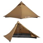 3F UL GEAR Lanshan 1 PRO Backpacking Tent Ultralight Waterproof Professional Tents for Camping 1 Person Tent for Camping/Fishing/Hiking/Climbing(4 Season,Khaki)