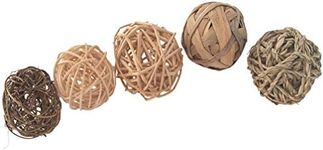 emours Hand Woven Grass Play Ball Chew Toy for Rabbits Bunny Guinea Pigs Hamster Gerbils Small Pet, 5 Pack