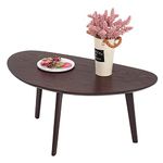 FIRMINANA Small Oval Coffee Table for Living Room,Mango Tabletop Mid Century Modern Coffee Table,Espresso,18.9" D x 33.47" W x 15.75" H