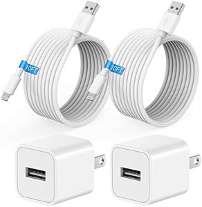 iPhone Charger 10ft 2Pack[Apple MFi Certified],2X Long iPhone Charger Cord 10ft and 2X USB Wall Charger Plug,iPhone Charger Block with Lightning Cable 10ft for iPhone 14/13/12/11/XS/XR/X/8/7/6/5/iPad