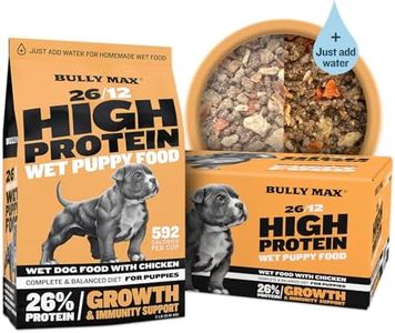 Bully Max Wet Puppy Food - Dehydrated High Protein Dog Food with Chicken - Growth & Immune Support for Small & Large Breed Puppies - 20 Dry Dog Food Pounds (Makes 55 lbs. of Wet Dog Food, 10 Pouches)