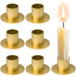 SevenFish Set of 6 Candle Holders, Gold Round Candlestick Holders Taper Candle Holders Decorative Iron Candle Stand for Home Decor, Dinning, Wedding, Christmas Party, Anniversary