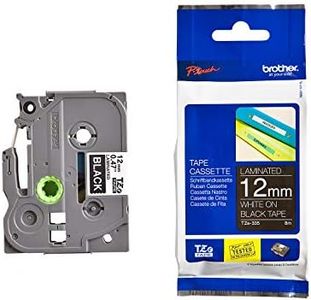 Brother Genuine P-Touch 2-Pack TZe-335 Laminated Tape, White Print on Black Standard Adhesive Laminated Tape for P-Touch Label Makers, Each Roll is 0.47"/12mm (1/2") Wide, 26.2 ft. (8M) Long