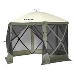 VEVOR Pop Up Gazebo, Pop-Up Screen 6 Sided Canopy Sun Shelter with 6 Removable Privacy Wind Cloths & Mesh Windows, 10x10FT Quick Set Screen with Mosquito Netting, Army Green