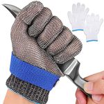 Level 9 Cut Resistant Gloves, Stainless Steel Safety Kitchen Cuts Glove for Meat Cutting, Fish Fillet Processing, Oyster Shucking, Wood Carving, Safety Butcher Work Gloves (M-1PCS)