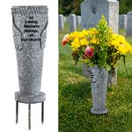 MIBUNG Cemetery Grave Vase with Spikes, Angel Wings Vase for Fresh/Artificial Flowers, Floral Holder Headstone Decorations Grave Marker Memorial Stone Garden Yard Christmas Stake, Sympathy Gift