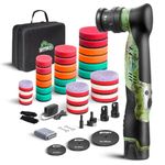 BATOCA S5 Cordless Mini Car Polisher Buffer DA Dual Action Rotary Polishing Machine Small Orbital Sander for Car Detailing Polish 1/2/3inch Polishing Pads Kit with 2x 12V Battery 6 Speeds 2000-5500RPM