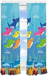 Franco Kids Room Window Curtain Panels Drapes Set, 82 in x 63 in, Baby Shark