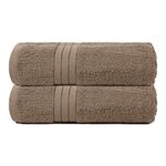 Brentfords Large Bath Towels Light Brown, 100% Cotton Super Soft Feel Large Bath Towels for Adults Highly Absorbent Bathroom Shower Towels Set, 2 Piece