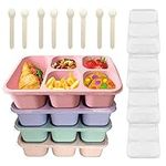 16pcs Bento Box Set, 1300ML Lunch Box Containers with 5 Compartments for Kids/Adults,Reusable & Stackable Snack Boxes Kids for Outdoor& Indoor, Microwave/Dishwasher/Freezer Safe, Bpa-Fre(4 Packs)