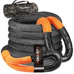 Kinetic Recovery Tow Rope: 1.25" x 30ft 54000LBS Snatch Strap Heavy Duty Offroad Towing Straps Kit for Trucks SUV UTV ATV Tractor Car Jeep - Black