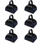 6 pack 3’’ Steel Cow Bell Noise Maker Cowbell, Cheering Loud Hand Call Bell for Sport Events Football Soccer Hockey Baseball Basketball Games Party Concert Graduations School Wedding Farm Ranch