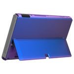 eXtremeRate DIY Console Back Plate Replacement Housing Shell Case with Metal Kickstand for Nintendo Switch OLED Handheld Console– Chameleon Purple Blue [Console and Joycon Without]